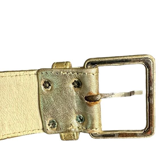1980s Vintage Karl Lagerfeld Gold Leather Belt Size XS main image 4